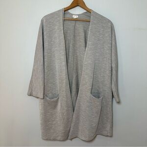 Anthropologie Donni. Ribbed Gray Open Front Cardigan OSFA with Pockets